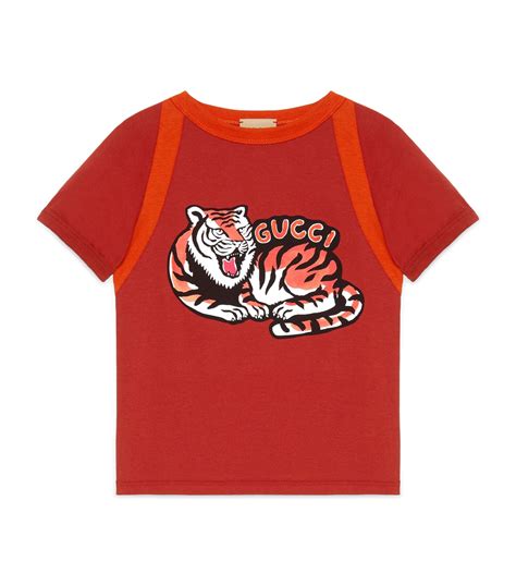 children's gucci logo t shirt with tigers|Children's cotton T.